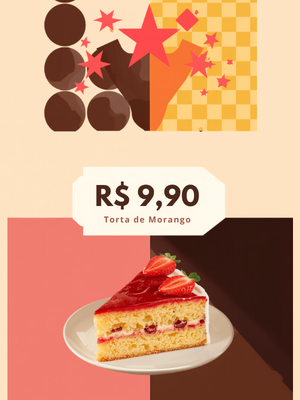 Post editável de torta de morango com preço