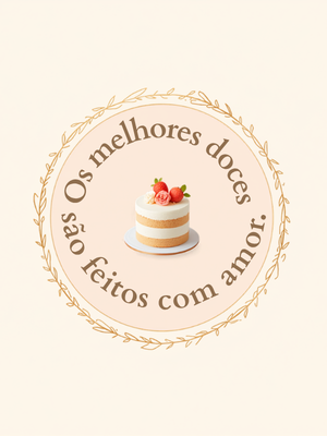 Post editável com badge floral de confeitaria